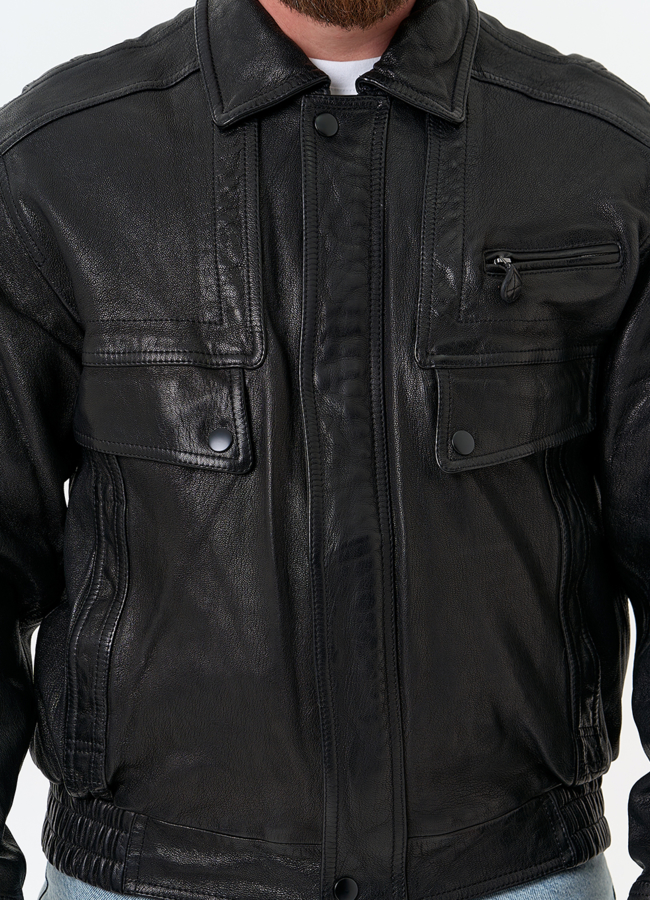 Мужская куртка бомбер из натуральной кожи модель № 32898 универмаг малина