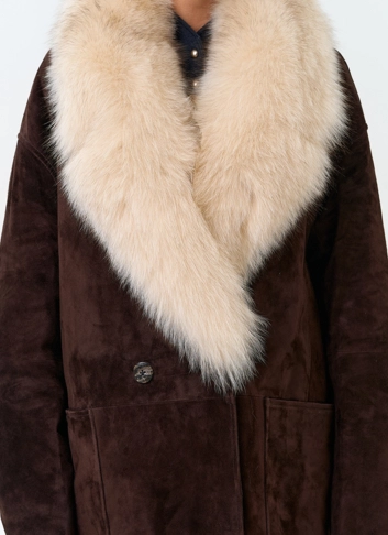 Пуховик из натуральной замши фото