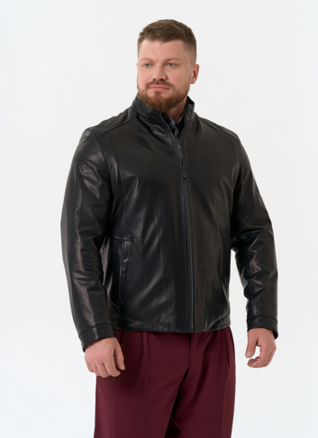 Мужская куртка из натуральной кожи черного цвета