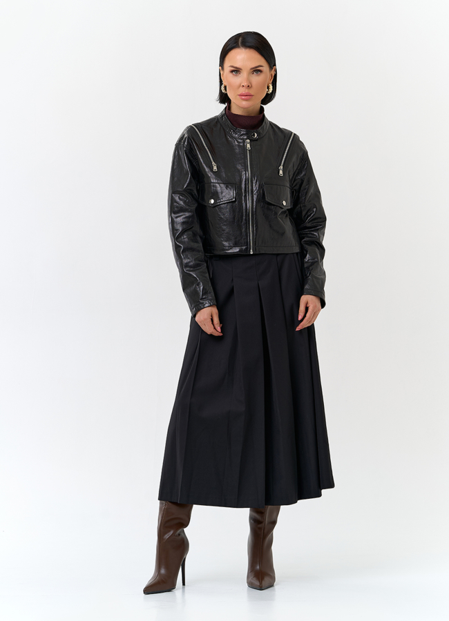 Куртка из натуральной кожи с декоративными молниями модель № 32844 в кредит