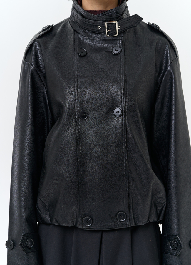 Женская куртка из эко кожи черного цвета модель № 32738 универмаг малина