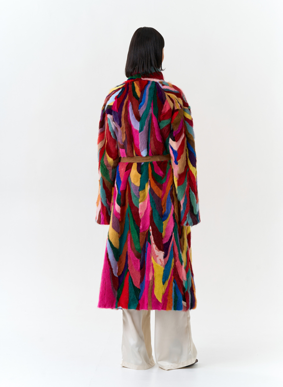 Норковая шуба в стиле пэчворк