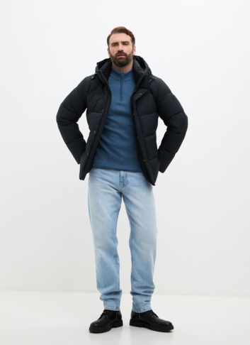 Мужской пуховик с капюшоном больших размеров