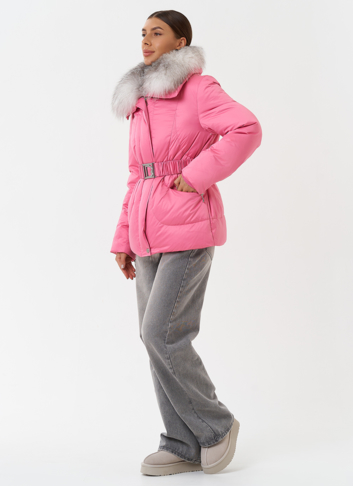 Пуховик с мехом чернобурки