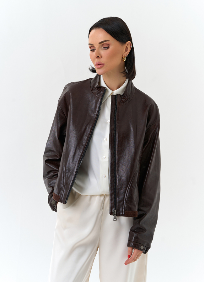 Женская короткая куртка из натуральной кожи модель № 32539 универмаг малина