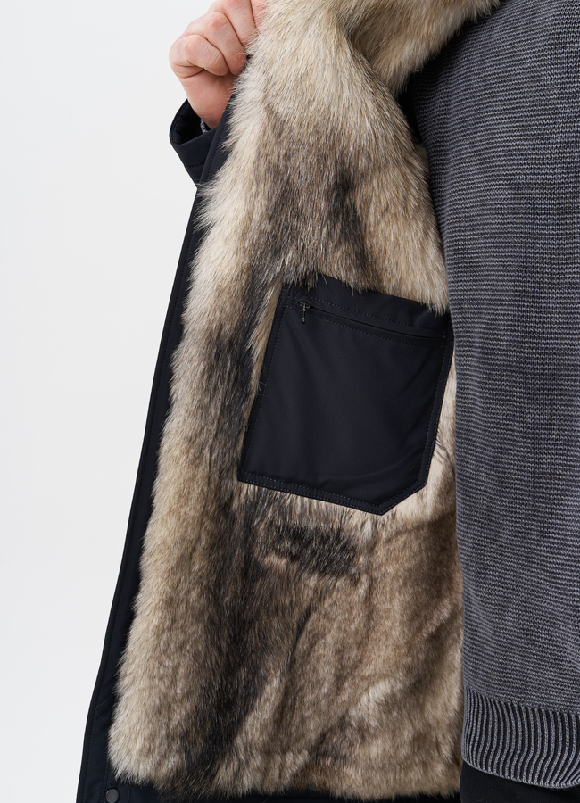 Парка мужская на мехе из волка модель № 29070 универмаг малина