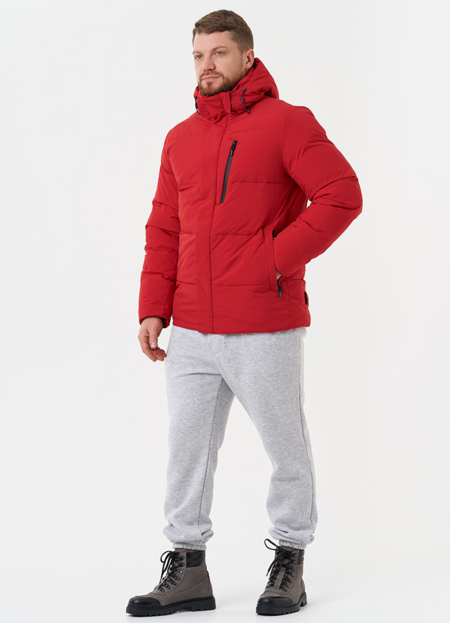 Яркий пуховик с капюшоном модель № 28395 в кредит