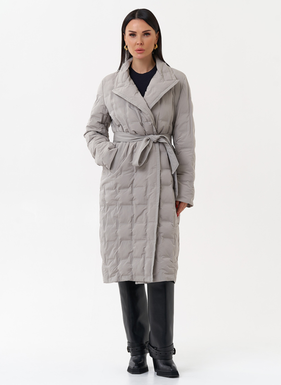 Женское утепленное пальто с английским воротником