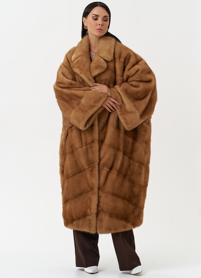 Женская шуба из меха норки с английским воротником модель № 31861 универмаг малина