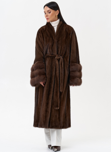 Шуба из скандинавской норки с куницей