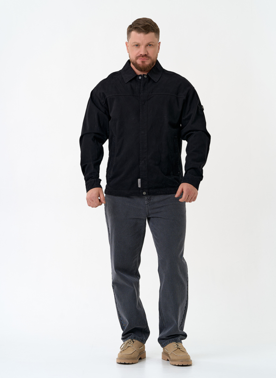 Мужская джинсовая куртка черного цвета