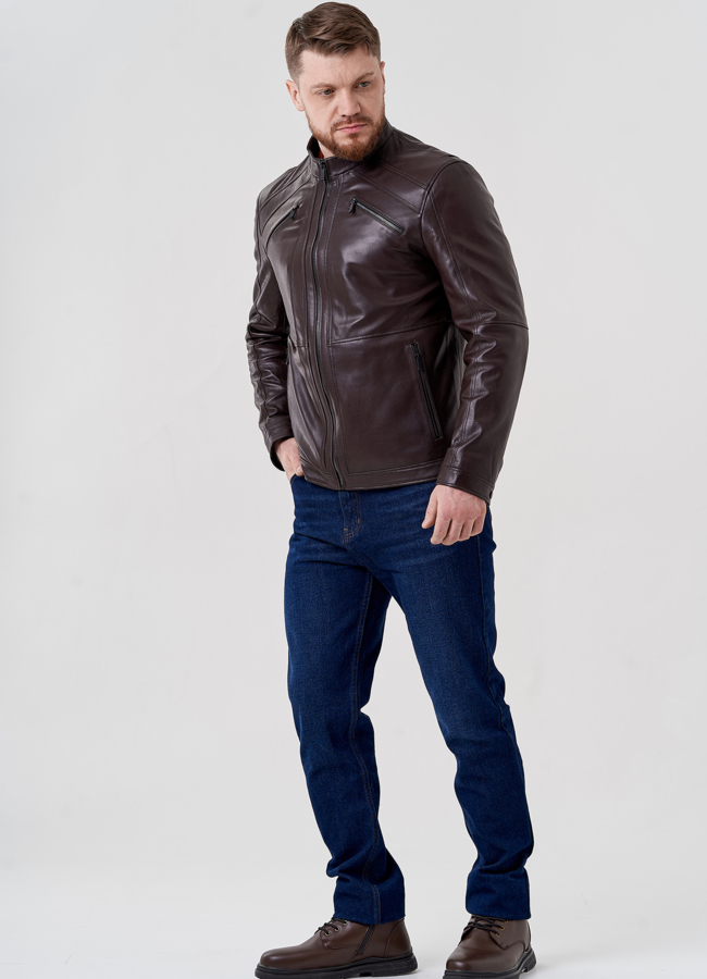 Мужская кожаная куртка  модель № 24400 в кредит