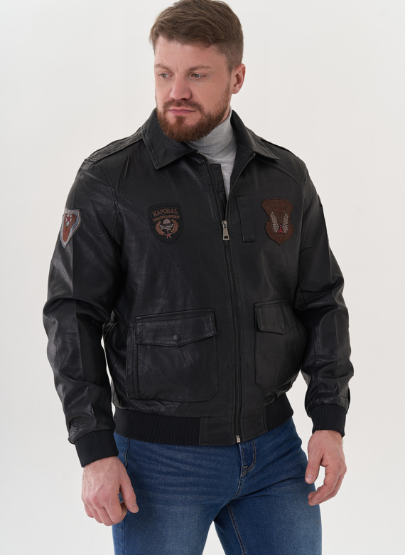 Мужская куртка из эко кожи черного цвета