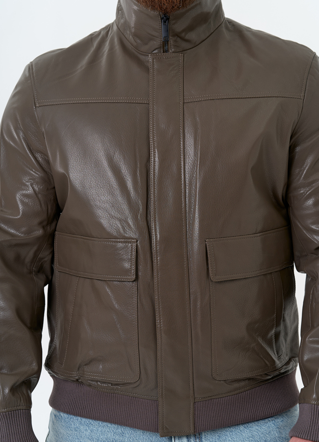 Мужская куртка бомбер из натуральной кожи модель № 32743 универмаг малина