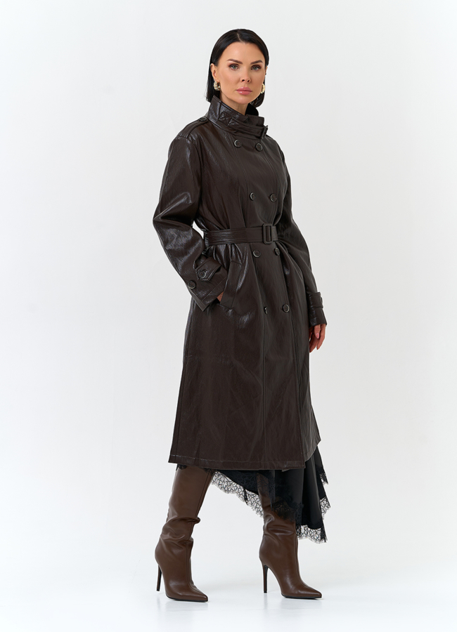 Женский плащ из эко кожи модель № 32849 универмаг малина