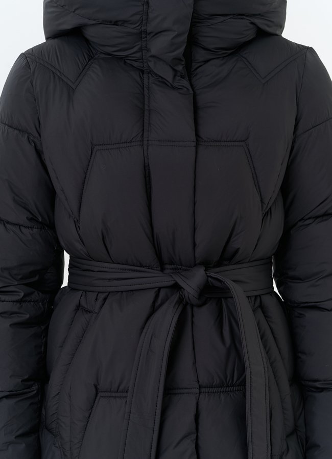 Женский пуховик с поясом модель № 31999 универмаг малина