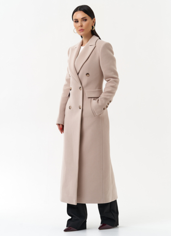 Длинное женское пальто с английским воротником