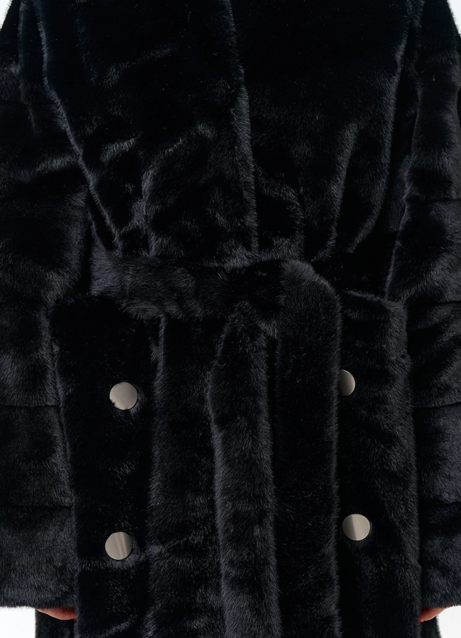 Женское  пальто из эко меха модель № 33878 универмаг малина