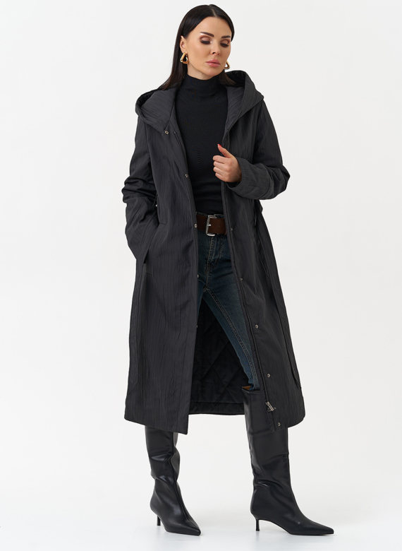 Пальто женское утепленное с эффектом жатой ткани