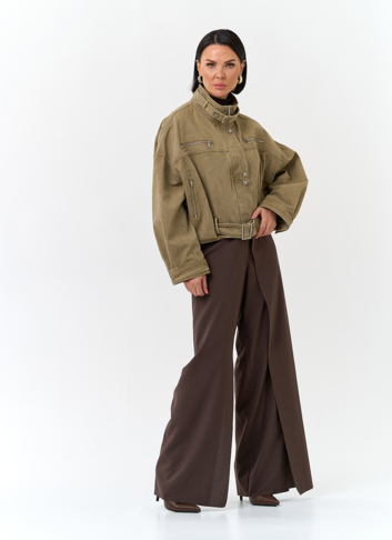 Женская короткая джинсовая куртка