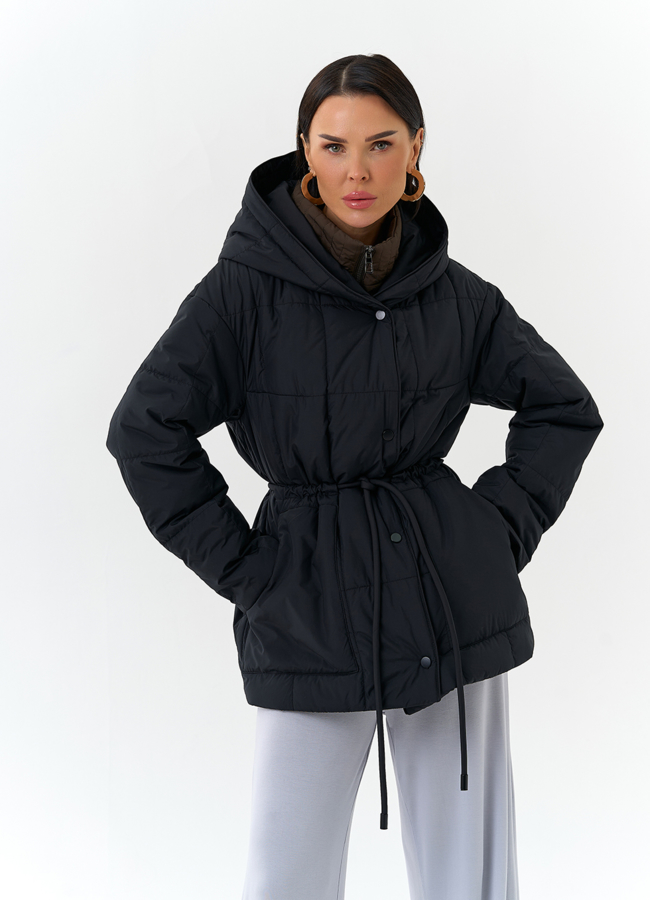 Женская куртка с контрастным воротником модель № 32563 меха малина