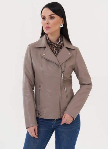 Куртка "косуха" из эко кожи бежевого цвета