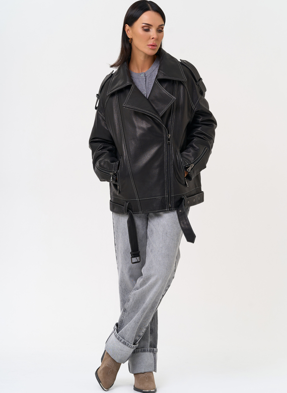 Куртка из натуральной кожи с капюшоном