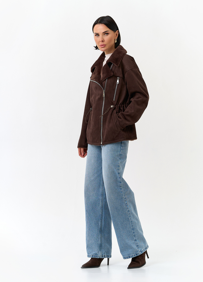 Женская дубленка из эко замши модель № 32792 в рассрочку