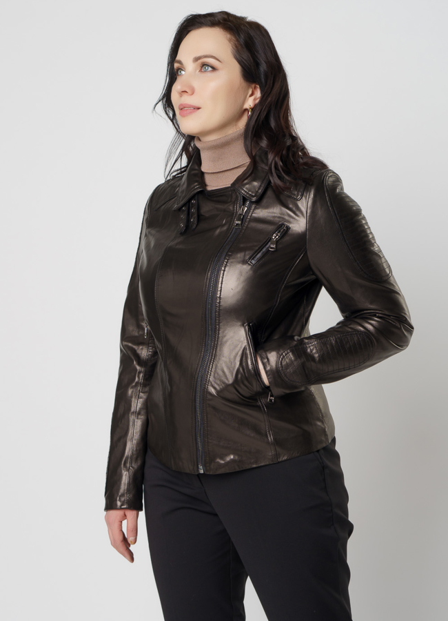 Кожаная куртка - косуха модель № 10634 универмаг малина