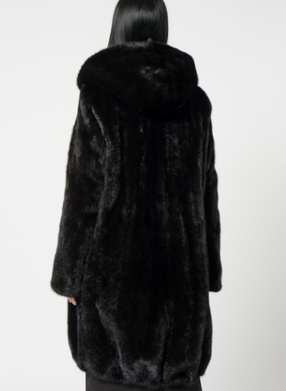 Норковая шуба с капюшоном