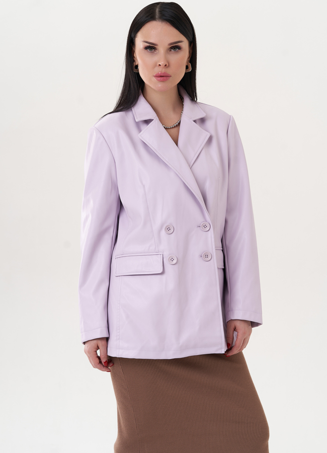 Пиджак из эко кожи сиреневого цвета модель № 26741 в кредит