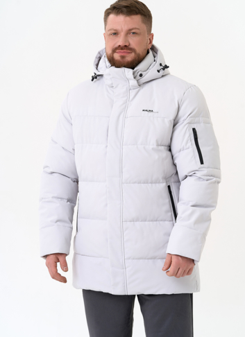 Мужской светлый пуховик с капюшоном