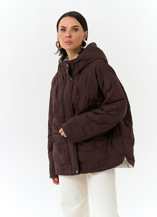 Женская двухсторонняя куртка с капюшоном модель № 32723 универмаг малина