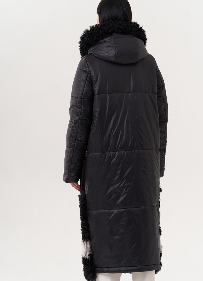 Комбинированный пуховик с капюшоном модель № 26913 универмаг малина