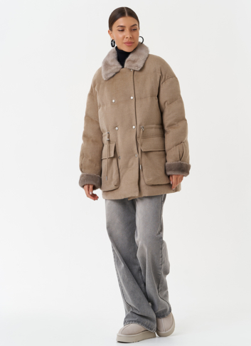 Полупальто с отделкой из меха норки