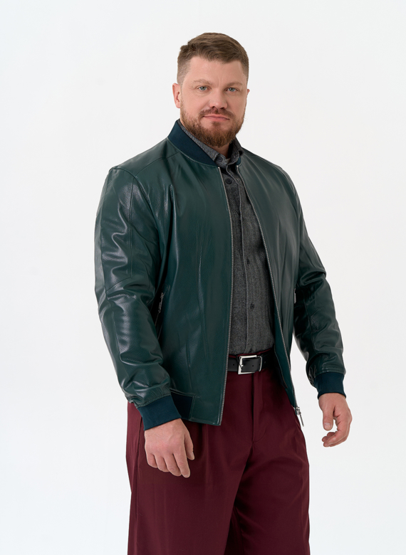 Мужская куртка бомбер из натуральной кожи