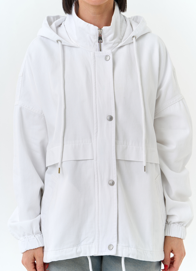 Женская джинсовая куртка с капюшоном модель № 33126 универмаг малина