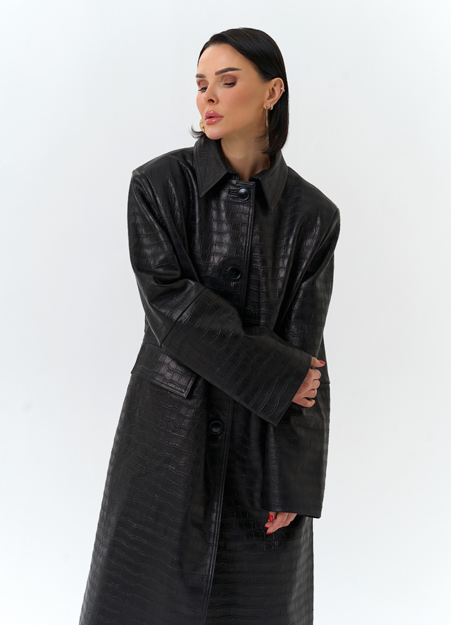 Женский плащ из натуральной кожи  модель № 32870 универмаг малина