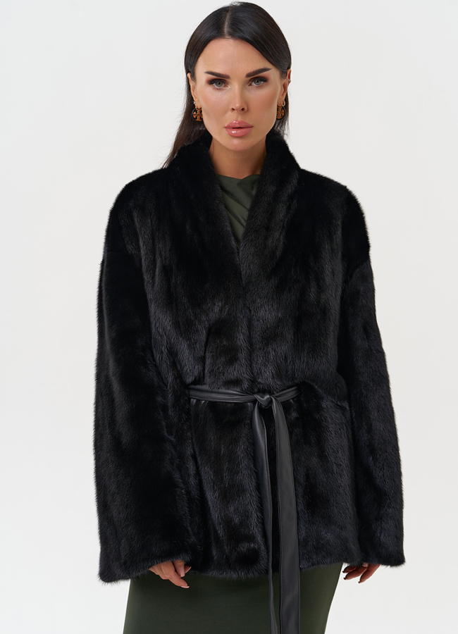 Норковый жакет черного цвета модель № 31179 универмаг малина