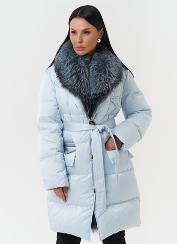 Пуховик с капюшоном из меха лисы