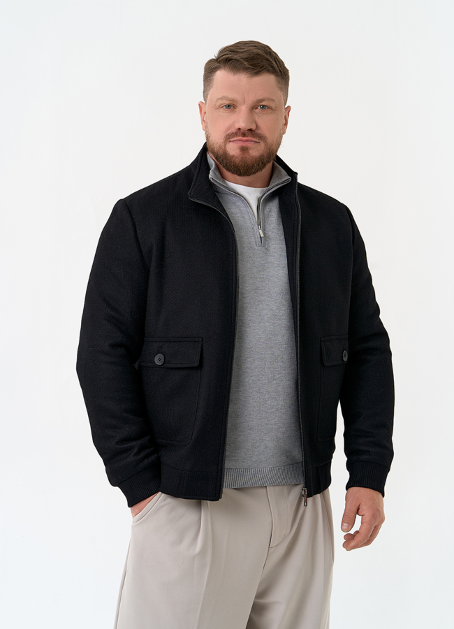 Мужское укороченное пальто модель № 32896 меха малина