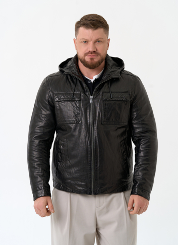 Мужская утепленная куртка из натуральной кожи
